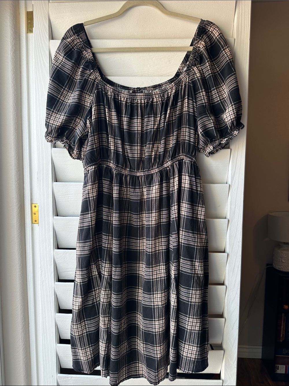 Torrid Plaid Puff Sleeve Mini Plus Size Dress 00 Large XL